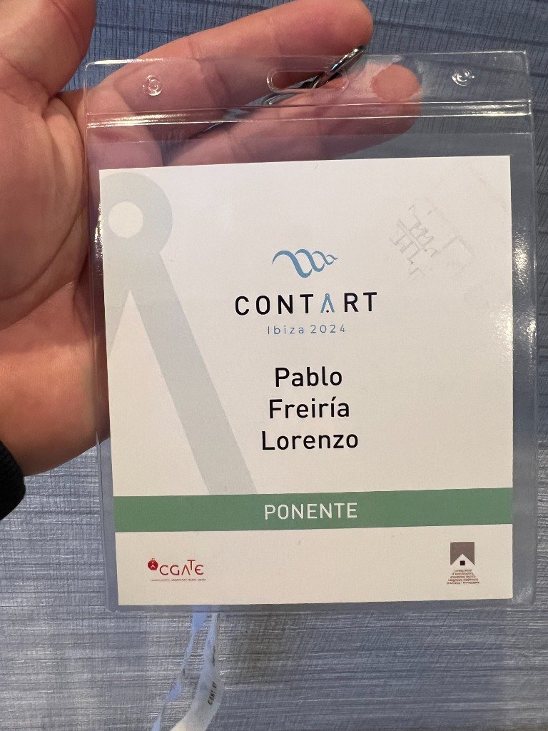 Acreditación oficial de Ponente de Pablo Freiría Lorenzo en CONTART Ibiza 2024 organizada por el CGATE