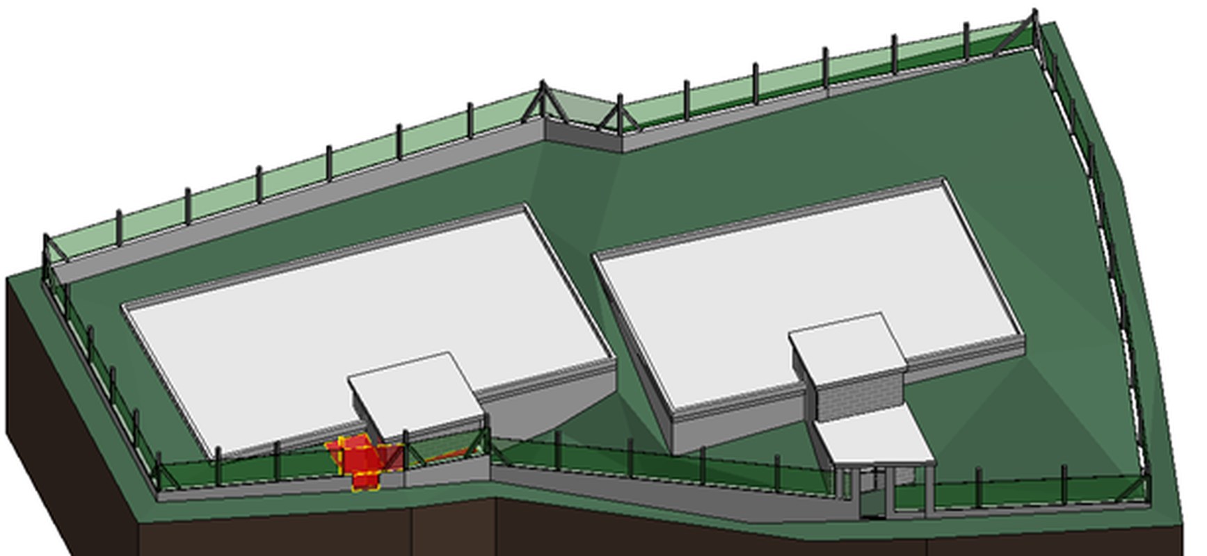 Modelo 3D BIM en Revit del recinto y depósitos