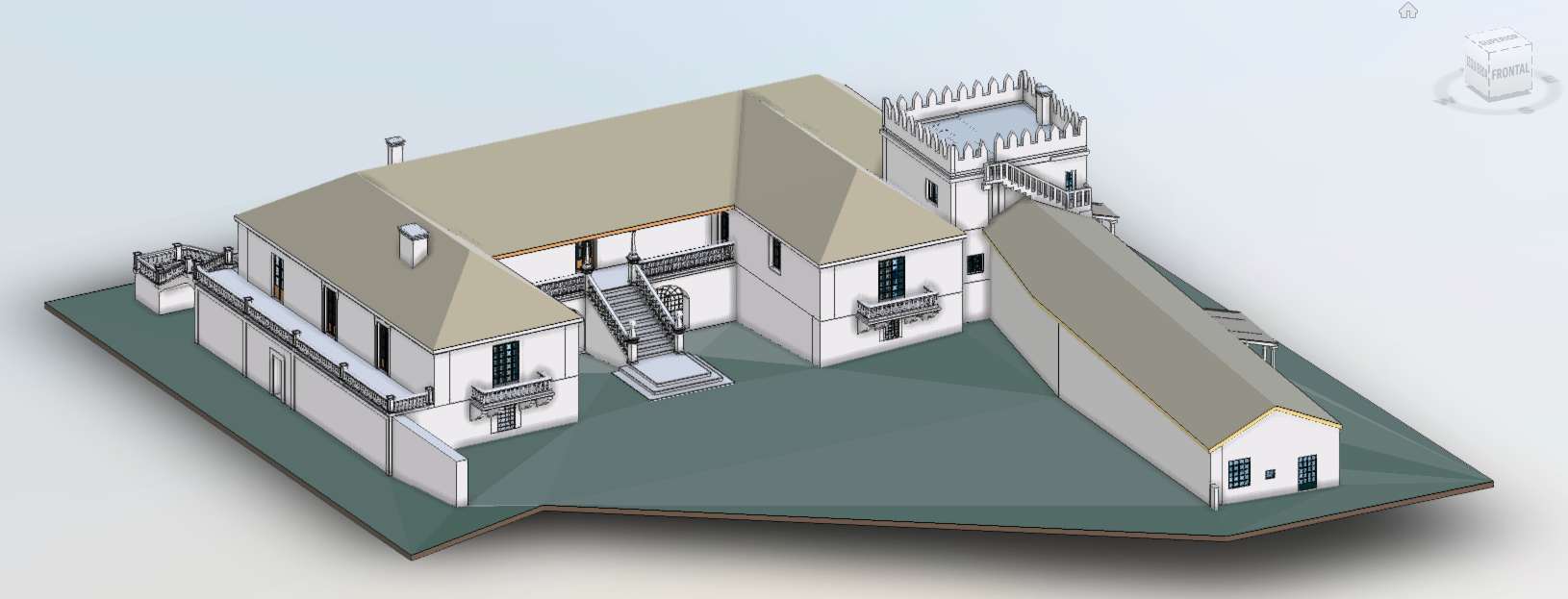 Modelo BIM en Autodesk Revit - Fachada Principal Pazo de Urzaiz