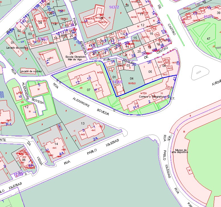 Plano de situación catastral y urbanística de la vivienda para certificación energética en Vigo